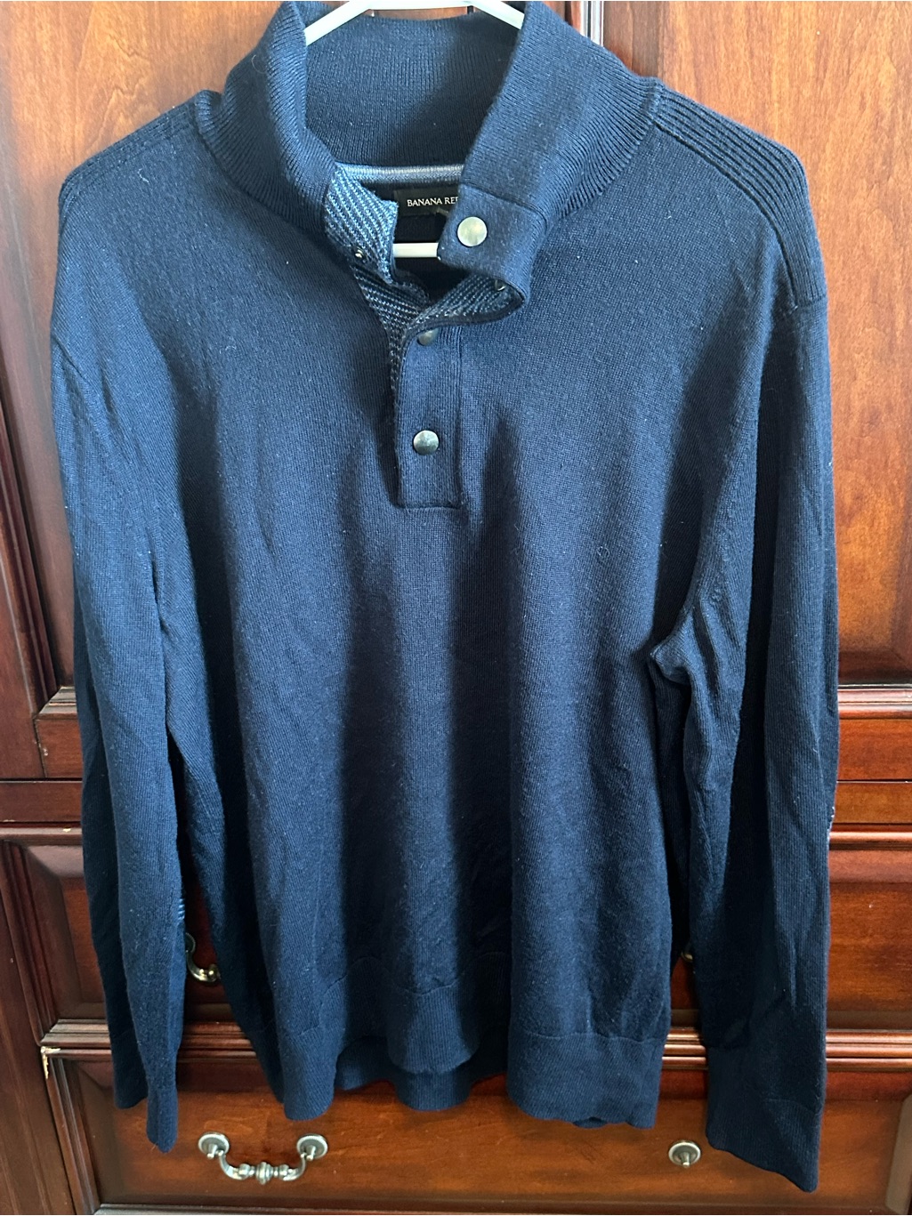 Banana Republic Dark Navy Snap-Front Knit Sweater